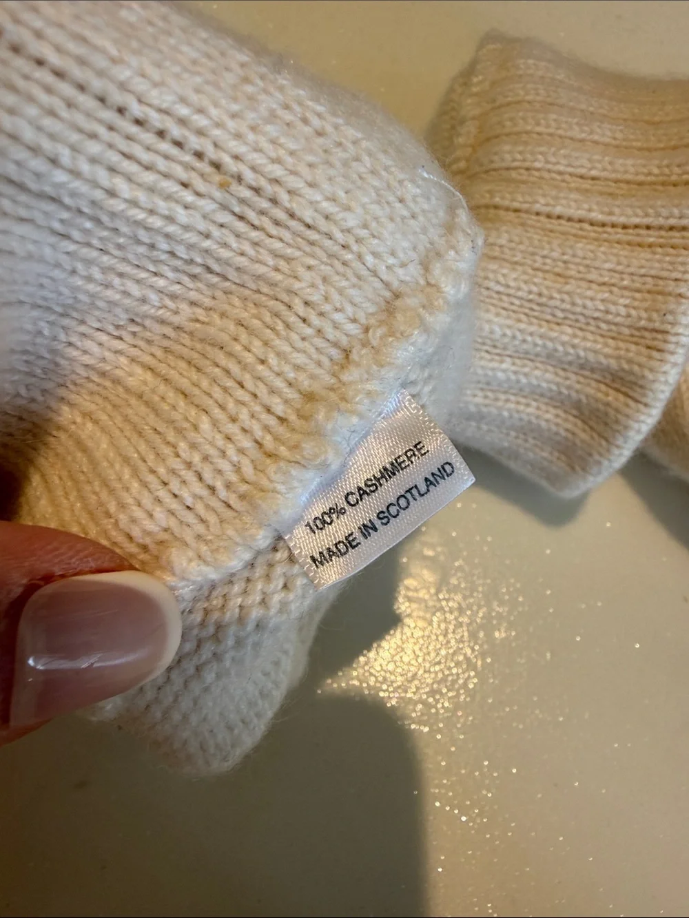 Cashmere Cream Knit Winter Gloves Scotland